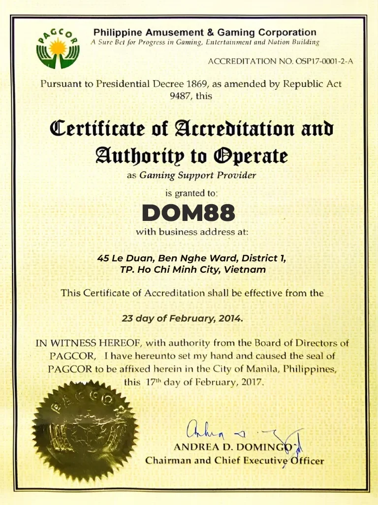 pagcor certificate